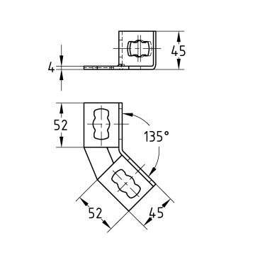 MPR Hoekverbinder 135° type S+ 2+2