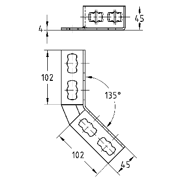 MPR Hoekverbinder 135° type S+ 4+4